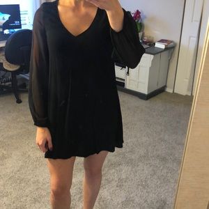Black Express Dress with Sheer Sleeves